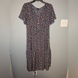 Chic Multicolor Floral Midi Dress